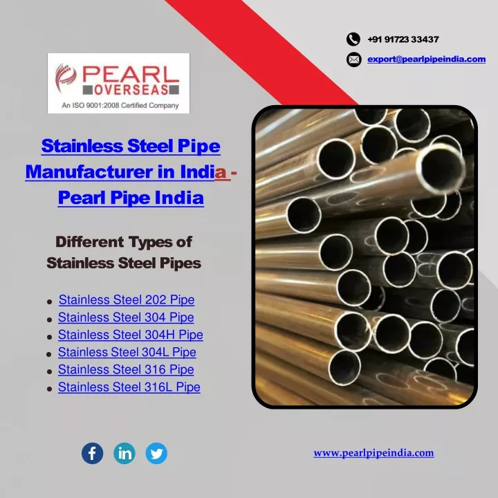 stainless steel pi p e manufacturer in indi a pearl pipe india