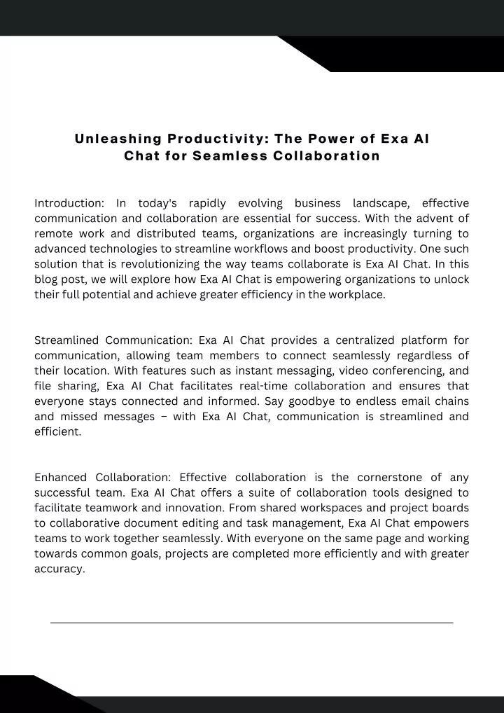 unleashing productivity the power of exa ai chat