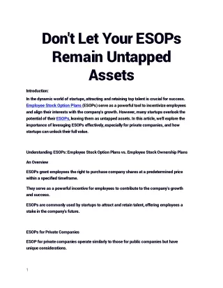 don t let your esops remain untapped assets