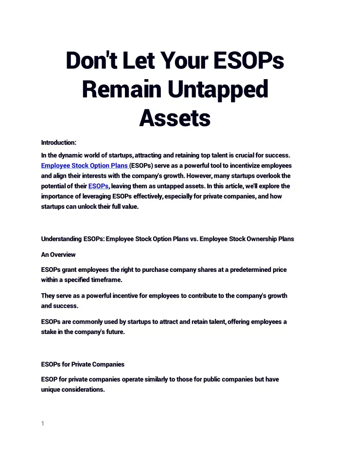 don t let your esops remain untapped assets