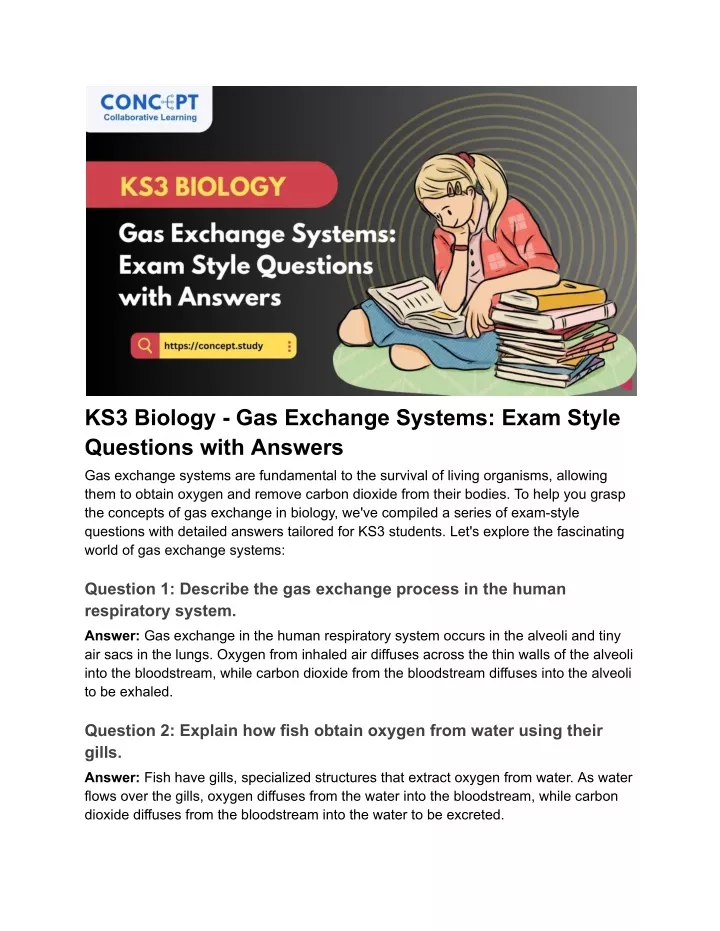 ks3 biology gas exchange systems exam style