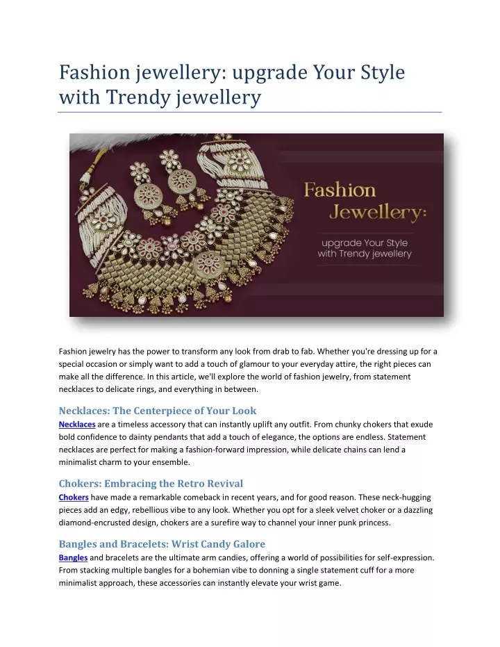 fashion jewellery upgrade your style with trendy