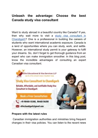Unleash the advantage_ Choose the best Canada study visa consultant