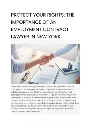 The Importance Of An Employment Contract Lawyer In New York