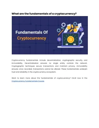 What are the fundamentals of a cryptocurrency_