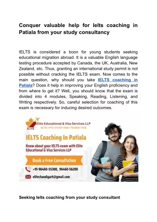 Conquer valuable help for Ielts coaching from your study consultancy