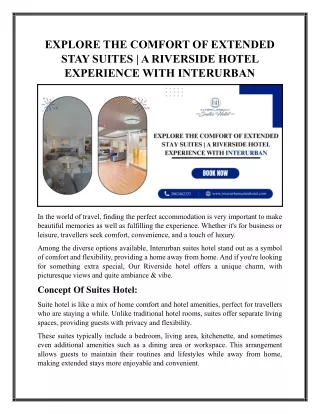 Riverside Suite Hotel: Your Ideal Extended Stay Booking Destination