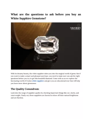 What are the questions to ask before you buy an White Sapphire Gemstone