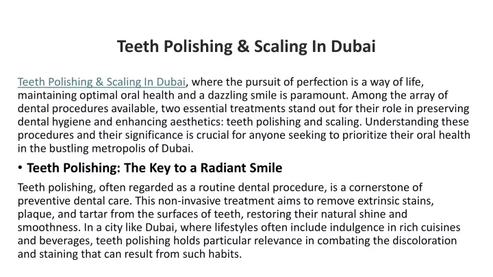 teeth polishing scaling in dubai