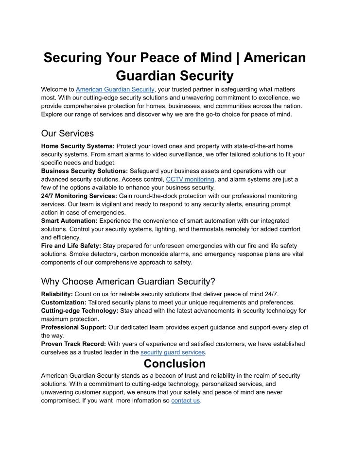securing your peace of mind american guardian
