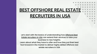 Best Offshore Real Estate Recruiters In USA