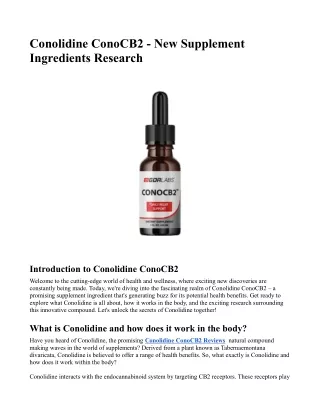 Conolidine ConoCB2 - New Supplement Ingredients Research