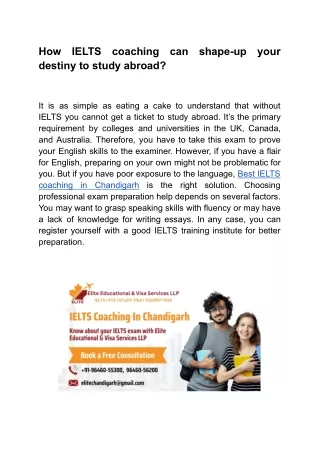 How Ielts coaching can shape-up your destiny to study abroad