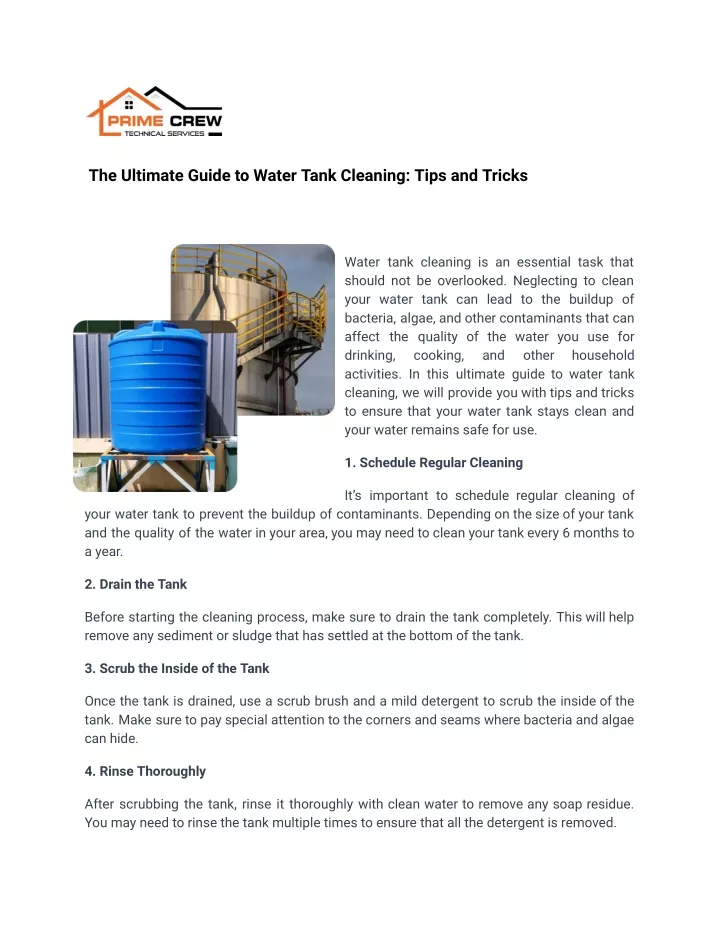 the ultimate guide to water tank cleaning tips