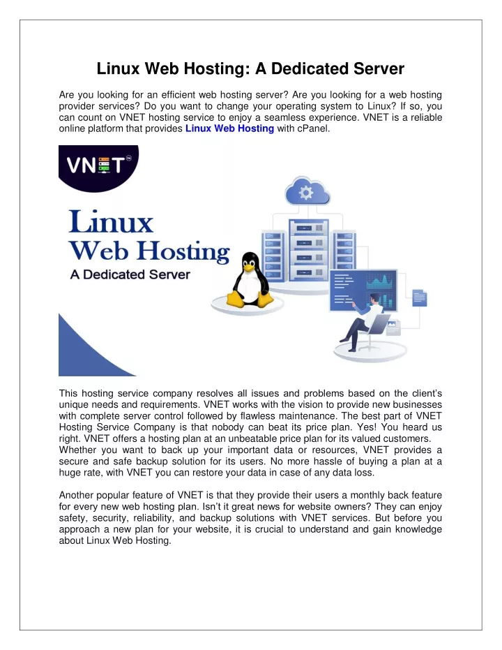 linux web hosting a dedicated server