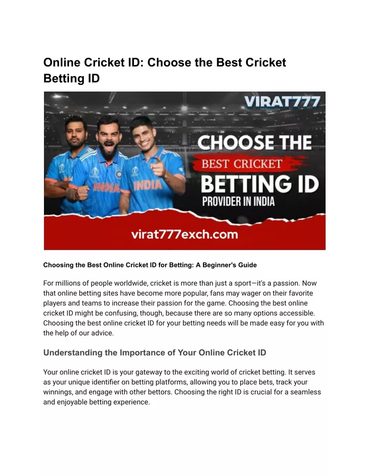 online cricket id choose the best cricket betting