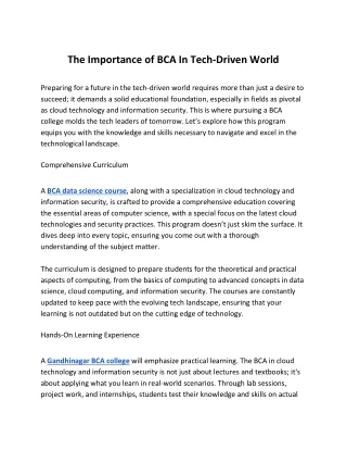 The Importance of BCA In Tech-Driven World