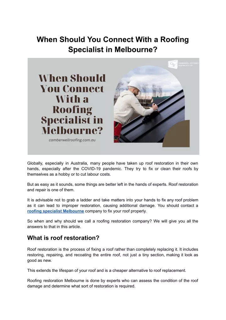 when should you connect with a roofing specialist