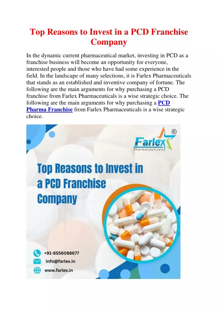 top reasons to invest in a pcd franchise company