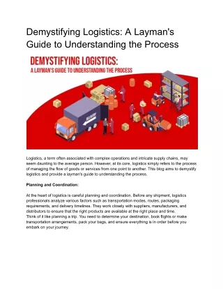Demystifying Logistics_ A Layman's Guide to Understanding the Process