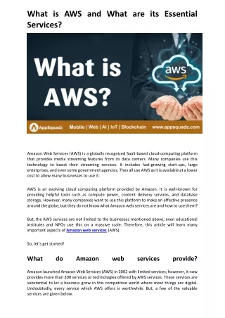 What are the Core Services of Amazon Web Services (AWS)?