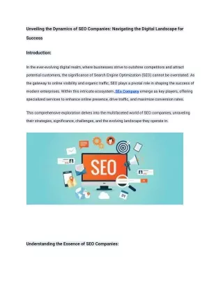 The Dynamics of SEO Companies: Navigating the Digitaltled document