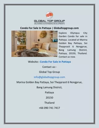 Condo For Sale In Pattaya | Globaltopgroup.com