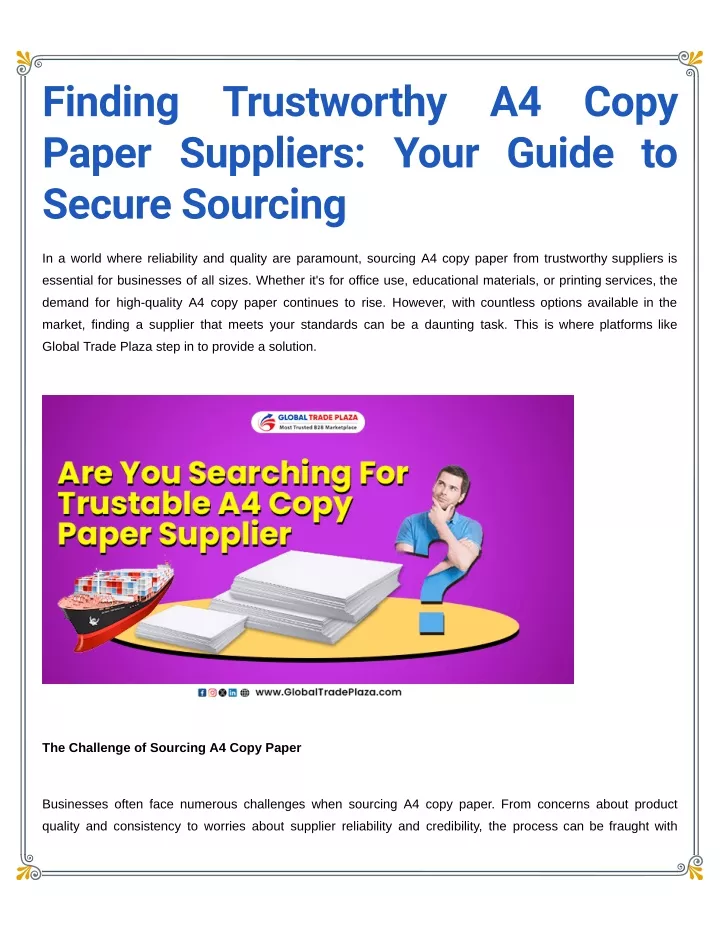 finding trustworthy a4 copy paper suppliers your