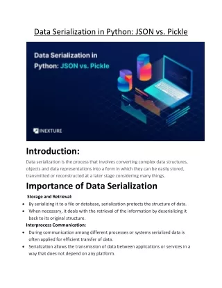Data Serialization in Python JSON vs. Pickle