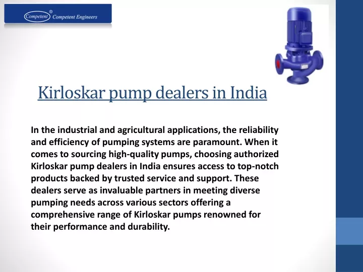 kirloskar pump dealers in india