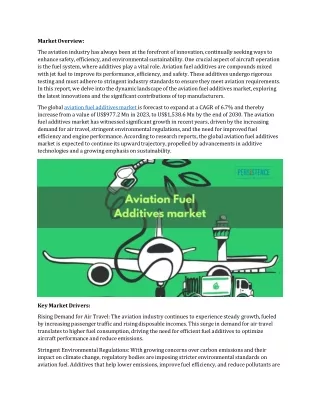 Aviation Fuel Additives Market: Regional Dynamics Fueling Market Expansion
