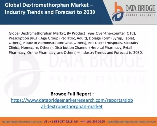 Global Dextromethorphan Market – Industry Trends and Forecast to 2030