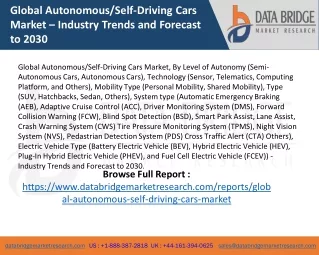 Global AutonomousSelf-Driving Cars Market – Industry Trends and Forecast to 2030