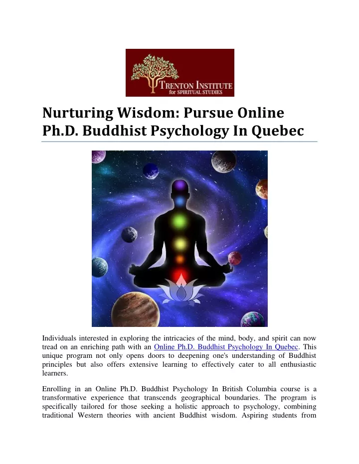 nurturing wisdom pursue online ph d buddhist