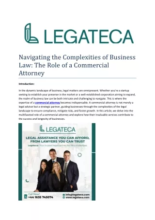 Navigating the Complexities of Business Law: The Role of a Commercial Attorney