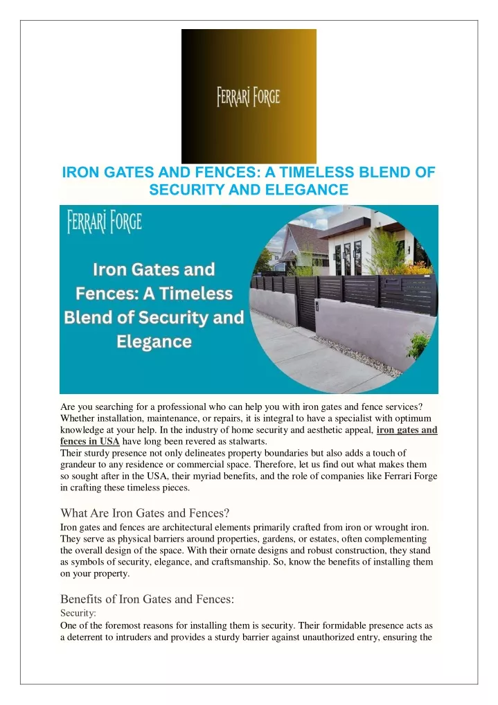 iron gates and fences a timeless blend