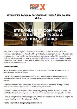 Streamlining Company Registration in India A Step-by-Step Guide