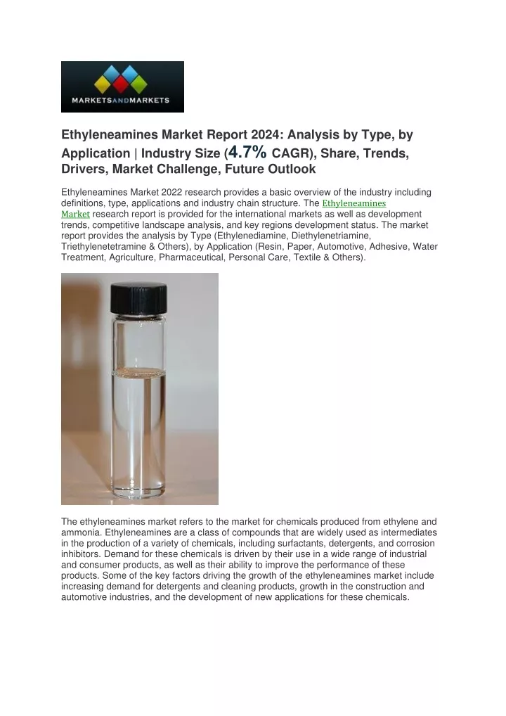 ethyleneamines market report 2024 analysis