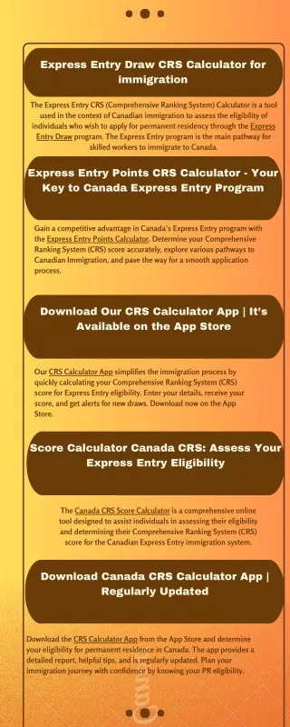 Express Entry Draw CRS Calculator for immigration