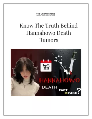 Unraveling the Mystery The Truth Behind Hannahowo's Death Rumors