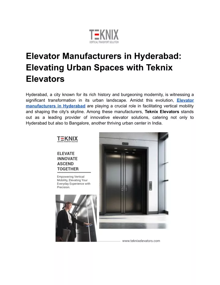 elevator manufacturers in hyderabad elevating