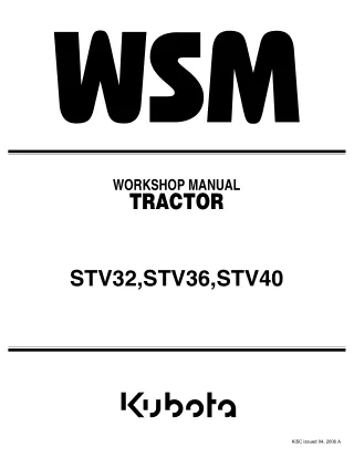 KUBOTA STV36 TRACTOR Service Repair Manual