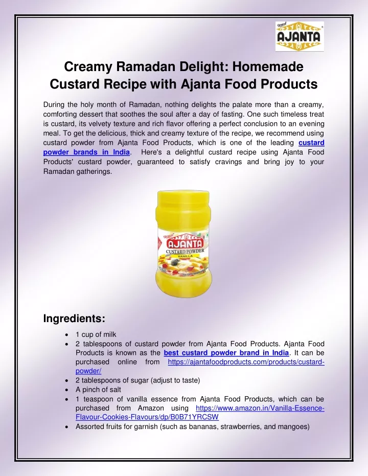 creamy ramadan delight homemade custard recipe