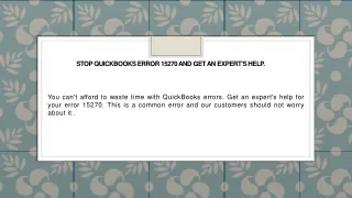 Stop QuickBooks Error