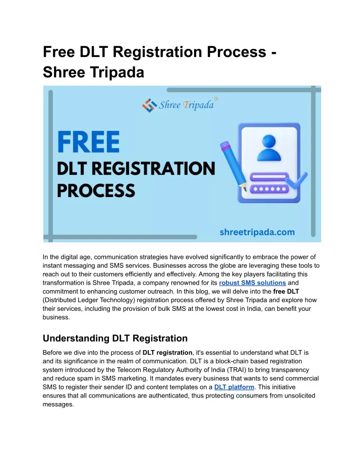 free dlt registration process shree tripada