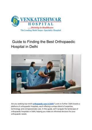 Best Orthopaedic Hospital in Delhi