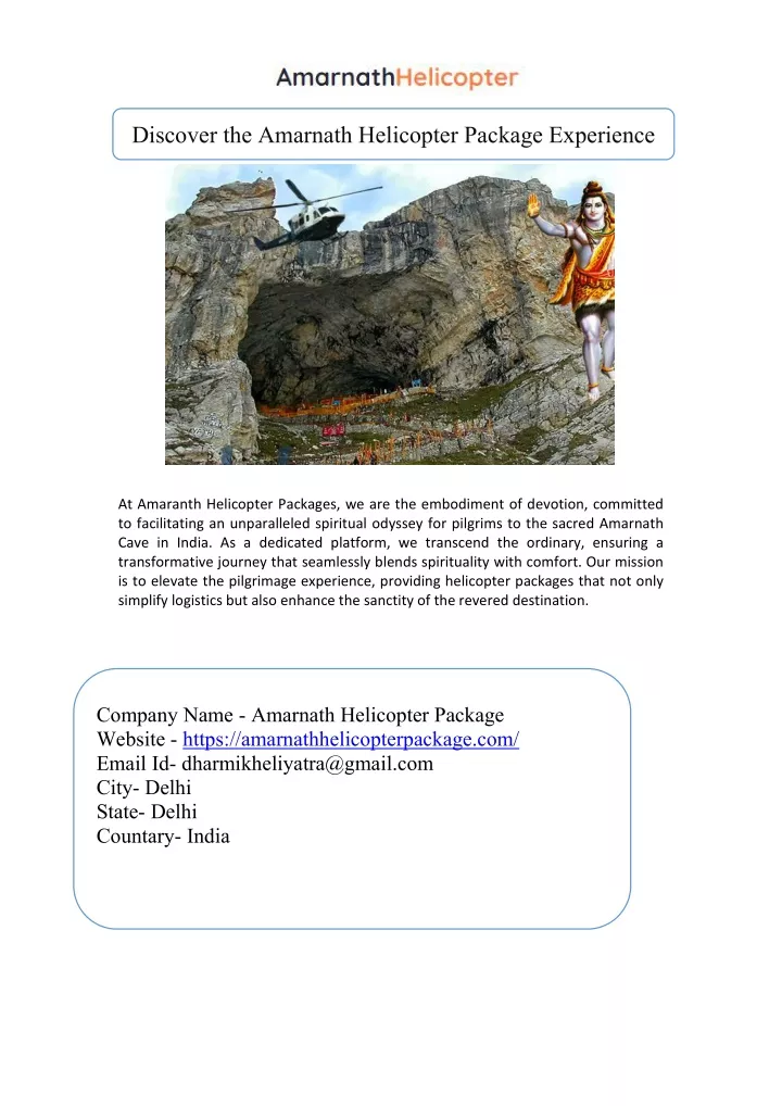 discover the amarnath helicopter package