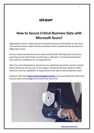 How to Secure Critical Business Data with Microsoft Azure