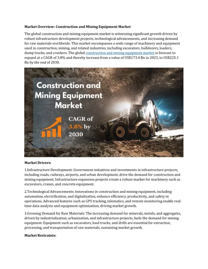 market overview construction and mining equipment