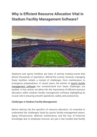 Why is Efficient Resource Allocation Vital in Stadium Facility Management Software